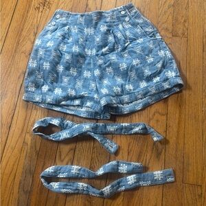 Ace and jig denim mosaic suspender shorts